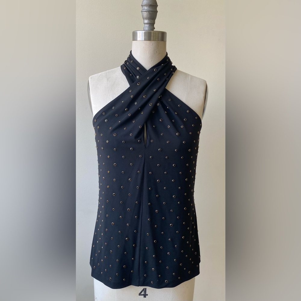 KOBI HALPERIN KRISTINA STUD SLEEVELESS HALTER TOP
